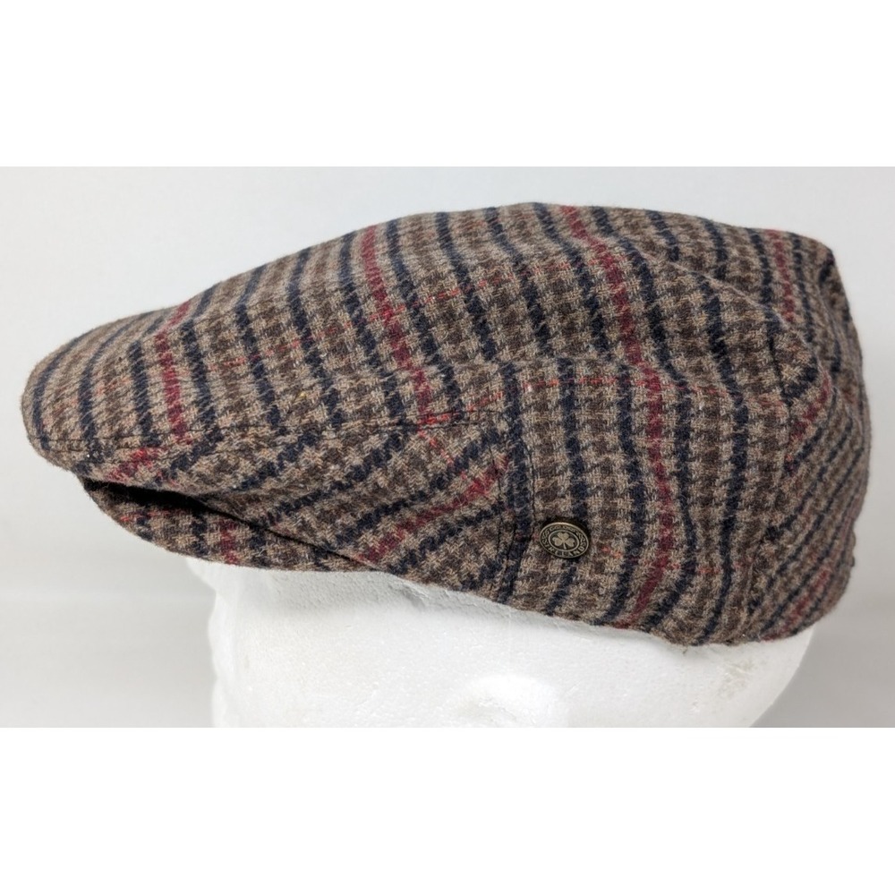 Man of Aran Ireland Wool Flat Cap Men's Size Small Newsboy Hat Tweed Houndstooth